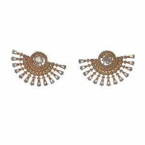 スパークリング ダンス ダイアル アップ ピアス クリスタル アクセサリー 両耳用 ラインストーン ピンクゴールド