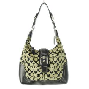 ハンドバッグ ワンショルダー キャンバス レザー 革 ベルト シグネチャー 黒 ブラック 6824 /CK12