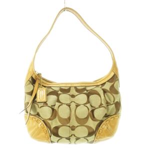 ハンドバッグ ワンショルダー キャンバス レザー 革 シグネチャー 茶 ブラウン 12227 /CK10