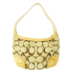 COACH ハンドバッグ ワンショルダー キャンバス レザー 革 シグネチャー 茶 ブラウン 12227 /CK10