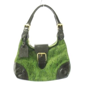 ハンドバッグ ワンショルダー スエード レザー 革 ペイズリー柄 緑 グリーン /CK21 GY18