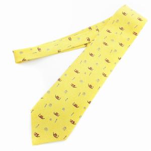 BVLGARI 美品 ネクタイ ワイドタイ 総柄 シルク 黄 イエロー /AE GY18