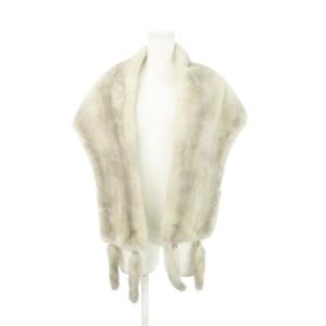 SAGA MINK ROYAL 金サガ ストール ショール マフラー サファイアミンク 毛皮 ファーフリンジ グレー /AH4