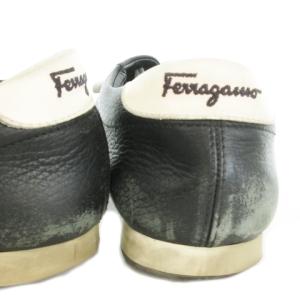 Salvatore Ferragamo スニーカー レザー スエード ローカット レースアップ ロゴ 8 26cm 黒 ブラック /AO2 GY18