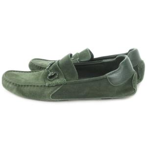 GUCCI モカシン ローファー スリッポン スエード ホースビット 8 26.5cm 緑 グリーン 205843