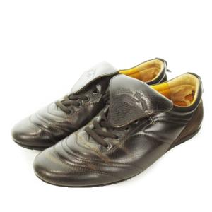 TORINO 靴 ドライビングシューズ スニーカー レザー 革 レースアップ 型押しロゴ 7.5 25.5cm