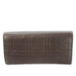 BURBERRY 長財布 チェック柄 型押し ブラウン