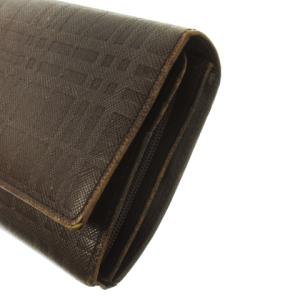 BURBERRY 長財布 チェック柄 型押し ブラウン