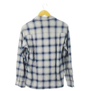 NEIGHBORHOOD B&C/R-SHIRT.LS 開襟シャツ オープンカラー 長袖 とろみ感 チェック ロゴ S 青 ブルー