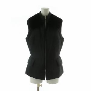 ベスト ジレ シルク ファー 中綿 ジップアップ 40 ブラック