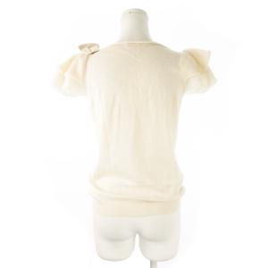 RED VALENTINO REDVALENTINO ニット セーター ボートネック 半袖 ウール コットン モヘア リボン 切替 ライトベージュ /CK9