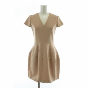 V-neck Balloon Dress ワンピース ウール メルトン 半袖 ひざ丈 Vネック 38 M