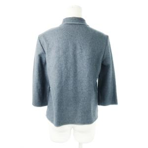 miumiu ステンカラージャケット 七分袖 ウール フロントフック 比翼 40 S 青 ブルー /CK11 GY18