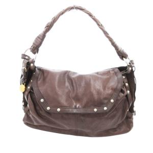 ハンドバッグ スタッズ レザー 茶 ブラウン /HO GY18