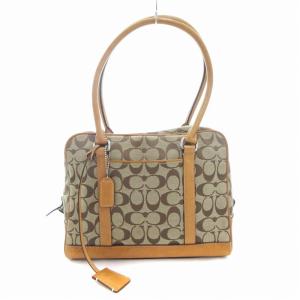 ハンドバッグ ミニボストン シグネチャー キャンバス レザー 茶 ブラウン 6097 /AE GY18