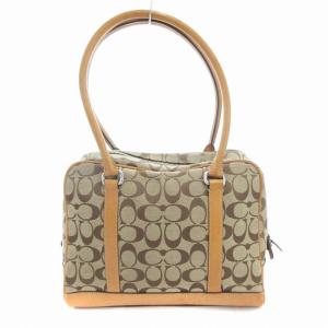 COACH ハンドバッグ ミニボストン シグネチャー キャンバス レザー 茶 ブラウン 6097 /AE GY18