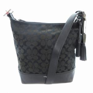 ショルダーバッグ シグネチャー タッセル キャンバス レザー 黒 ブラック /AE GY18