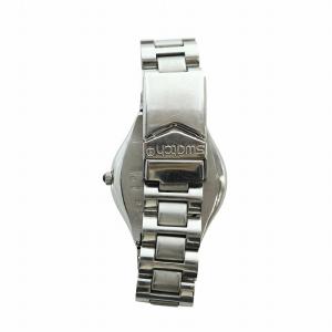 SWATCH 腕時計 ウォッチ クォーツ ラウンド デイト カレンダー付き 純正SSベルト 黒文字盤 シルバー色 GY11