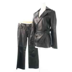 セットアップ スーツ ラム 羊革 レザー 革 ジャケット パンツ レースアップ ウエストマーク ベルト