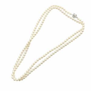 ノーブランド品 ネックレス 2連 アクセサリー パール 真珠 7mm シルバー925 白 ホワイト GY18