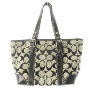 ハンドバッグ トートバッグ ミニ キャンバス レザー 革 シグネチャー 黒 ブラック 6043 /CK8