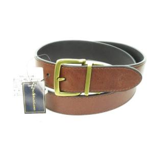 ベルト レザー 牛革 本革 スクエアバックル ゴールド金具 ロゴ刻印 36 茶 ブラウン /AH9 GY11