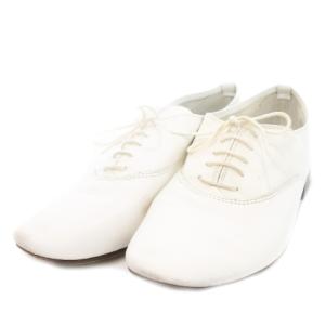 オックスフォードシューズ レースアップシューズ 内羽根 レザー 本革 36 23cm 白 ホワイト /MN2