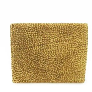 BORBONESE 二つ折り財布 三つ折り財布 ウォレット 小銭入れあり スエード レザー 革 うずら柄 茶 ブラウン /CK23