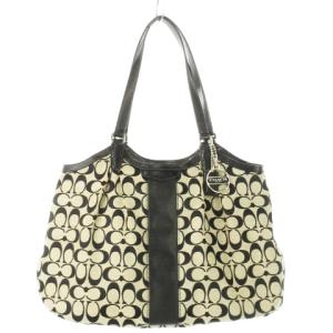 トートバッグ ハンドバッグ キャンバス レザー 革 シグネチャー ロゴ 黒 ブラック F28503 /CK8