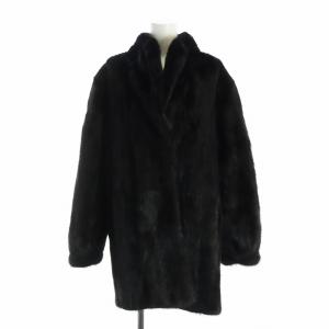 銀サガ 毛皮コート ミンクファー 長袖 ミドル 総裏地 黒 ブラック GY18