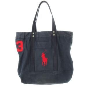 トートバッグ ビッグサイズ キャンバス 帆布 ビッグポニー ロゴ刺繍 紺 ネイビー /CK2 GY18