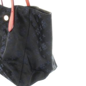 russet ハンドバッグ トートバッグ ナイロン レザー 革 百合紋章 ロゴ ジャカード 紺 ネイビー /CK4 GY18