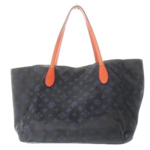 russet ハンドバッグ トートバッグ ナイロン レザー 革 百合紋章 ロゴ ジャカード 紺 ネイビー /CK4 GY18