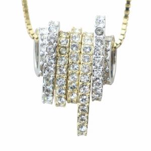 ネックレス ラインストーン オーバル リング 刻印ロゴ ゴールド色 GY18 /MQ