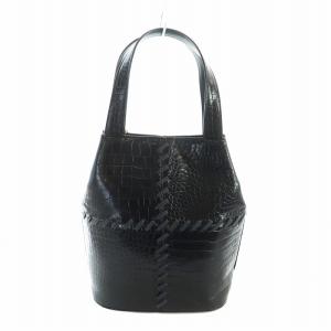 YVES SAINT LAURENT ヴィンテージ ハンドバッグ クロコ型押し ブラック