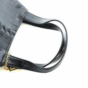 YVES SAINT LAURENT ヴィンテージ ハンドバッグ クロコ型押し ブラック