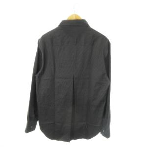 GIORGIO ARMANI シャツ ホリゾンタルカラー 長袖 総柄 41/16 L 黒 ブラック /MN9 GY18
