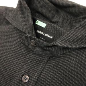 GIORGIO ARMANI シャツ ホリゾンタルカラー 長袖 総柄 41/16 L 黒 ブラック /MN9 GY18