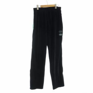 ベロアパンツ タグ付き ストレート ロゴ サイドライン L 黒 ブラック OMCA086R19C12021