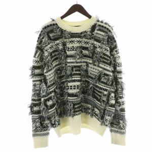 K-ASIMIR ニット セーター 総柄 M アイボリー 緑 グリーン マルチカラー A06734 /MW