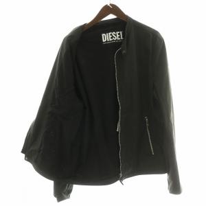 DIESEL J-GROLY-NW ライダースジャケット シングル ブルゾン ナイロン ロゴ刺繍 XL 黒 ブラック