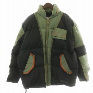 W-TYPE2 ダウンジャケット ナイロン コットン 切替 M 黒 ブラック 緑 グリーン A03547