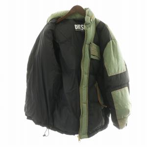 DIESEL W-TYPE2 ダウンジャケット ナイロン コットン 切替 M 黒 ブラック 緑 グリーン A03547