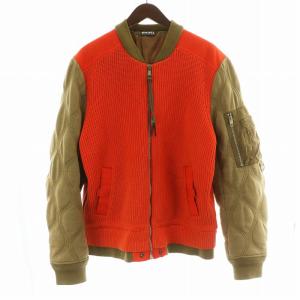 K-OHIO ニット切替 ジャケット フライトジャケット ブルゾン XL オレンジ 茶 ブラウン A02855