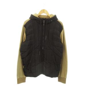 ジャケット パーカー ジップアップ 切替 異素材 スウェット 中綿 裏起毛 XL 茶 ブラウン /AO7