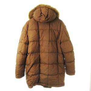 AIGNER ダウンコート ロング丈 フーディ ジップアップ ファー付き 48 M 茶 ブラウン /CK32 GY18