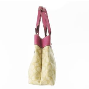 COACH ハンドバッグ PVC レザー 革 ロゴ型押し シグネチャー ベージュ ピンク F15707 /CK9 GY18