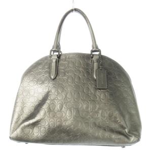 ハンドバッグ 2way ショルダーバッグ シャイニーレザー 革 型押し シグネチャー スチールグレー 35526