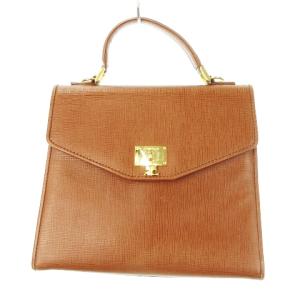 ハンドバッグ 2way ショルダーバッグ レザー ゴールド金具 ロゴ 茶 ブラウン /MN12 GY18