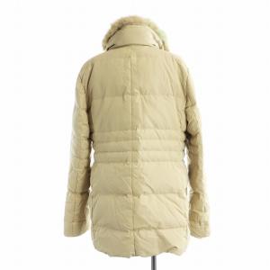 BURBERRY LONDON ダウンジャケット 長袖 ミドル ロゴ ラビットファー ノバチェック 42 L ベージュ FR012-826-40